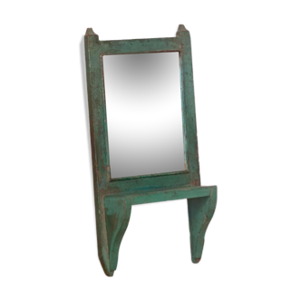 old mirror - Art Deco shelf in original green teak Burmese teak