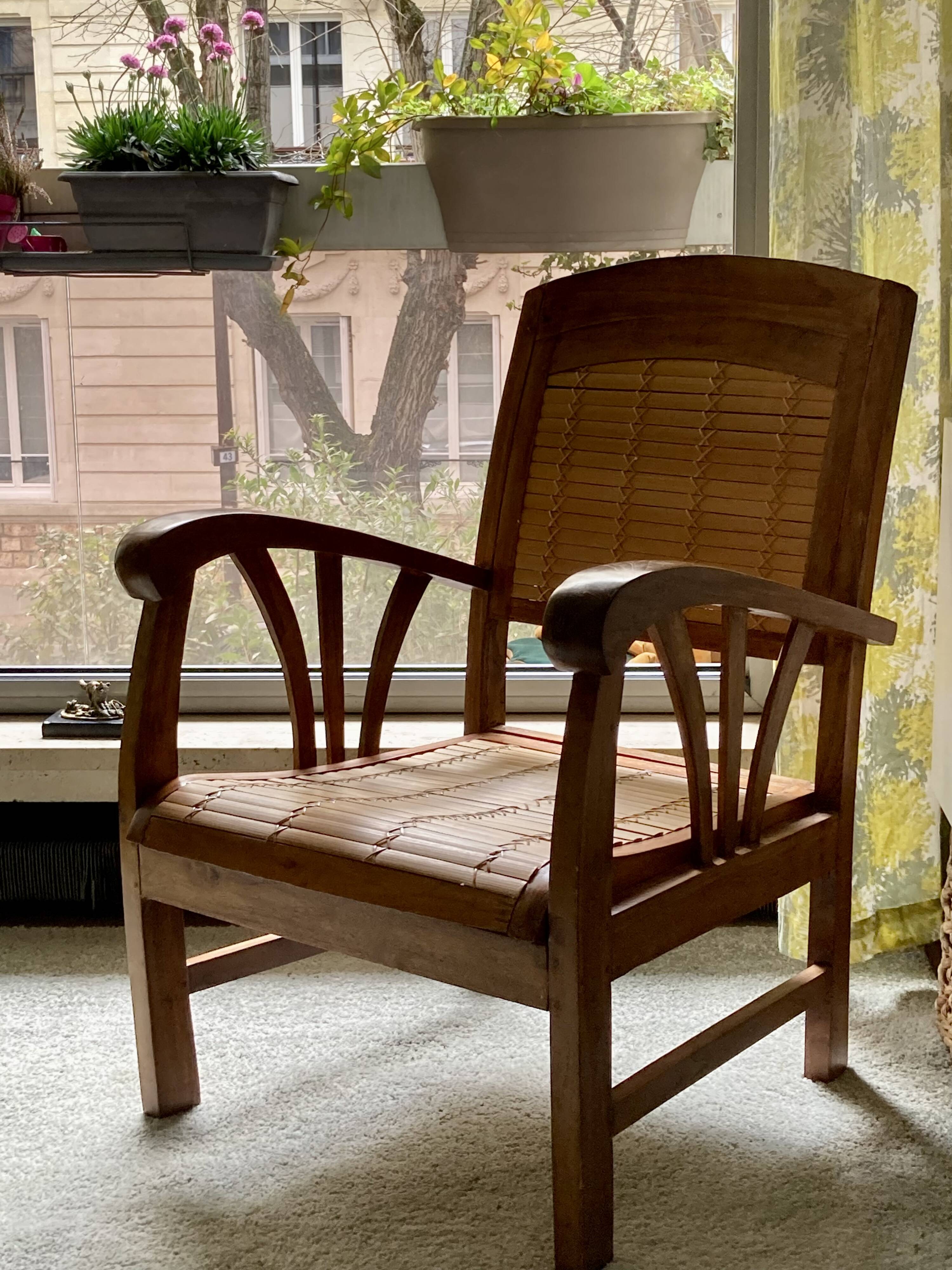 Colonial armchair - teak and bamboo
