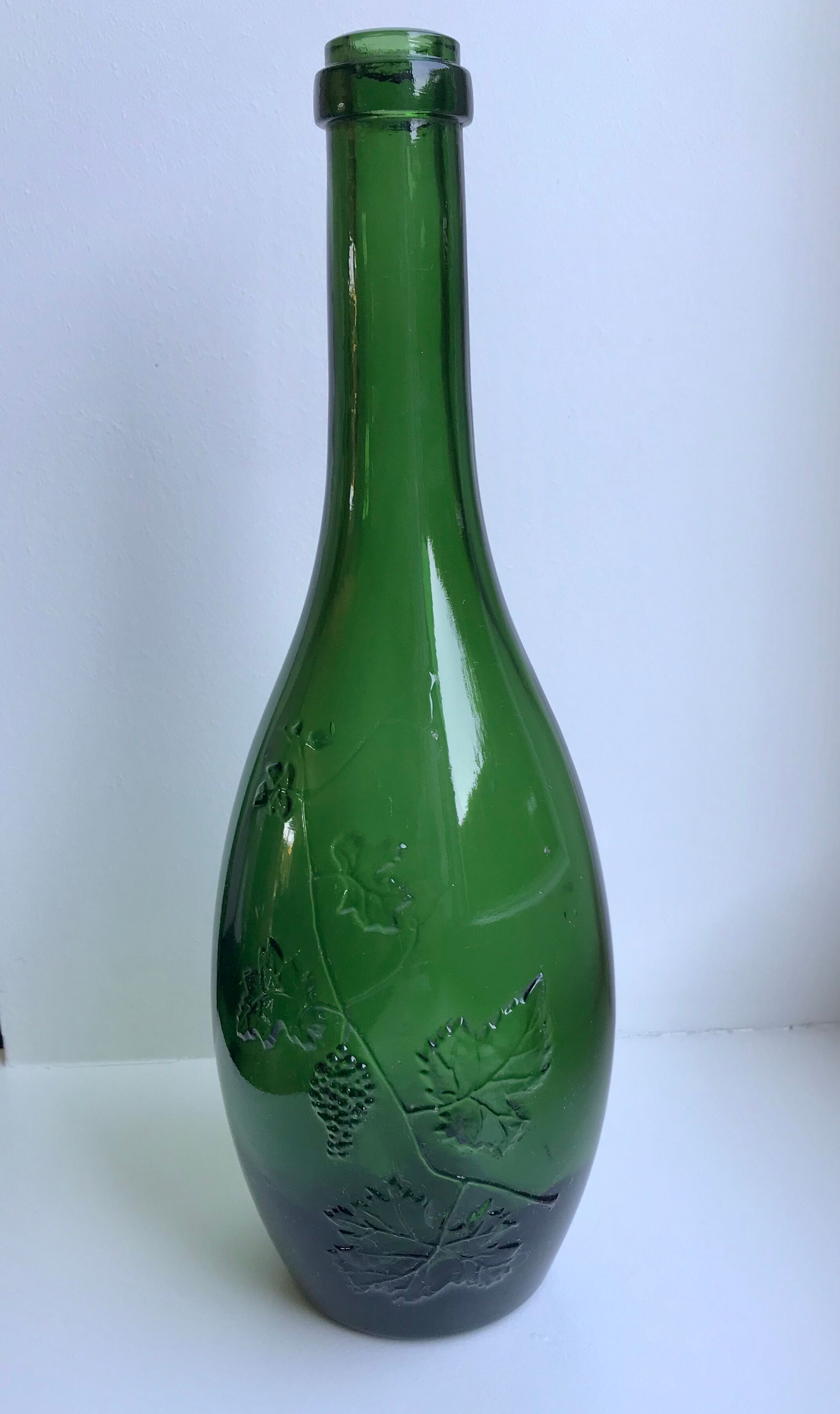 Italian green glass bottle 70s