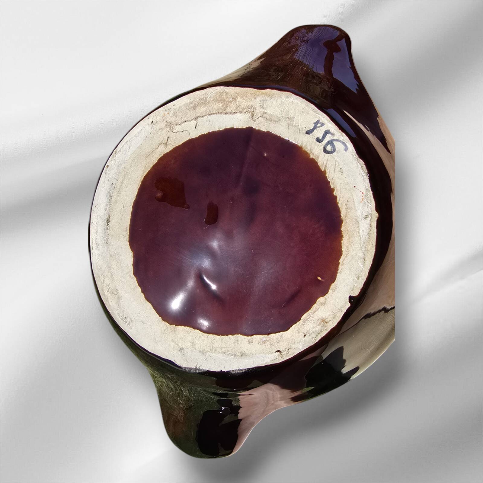Abstract shaped Vallauris majolica glazed ceramic vase, 35 cm