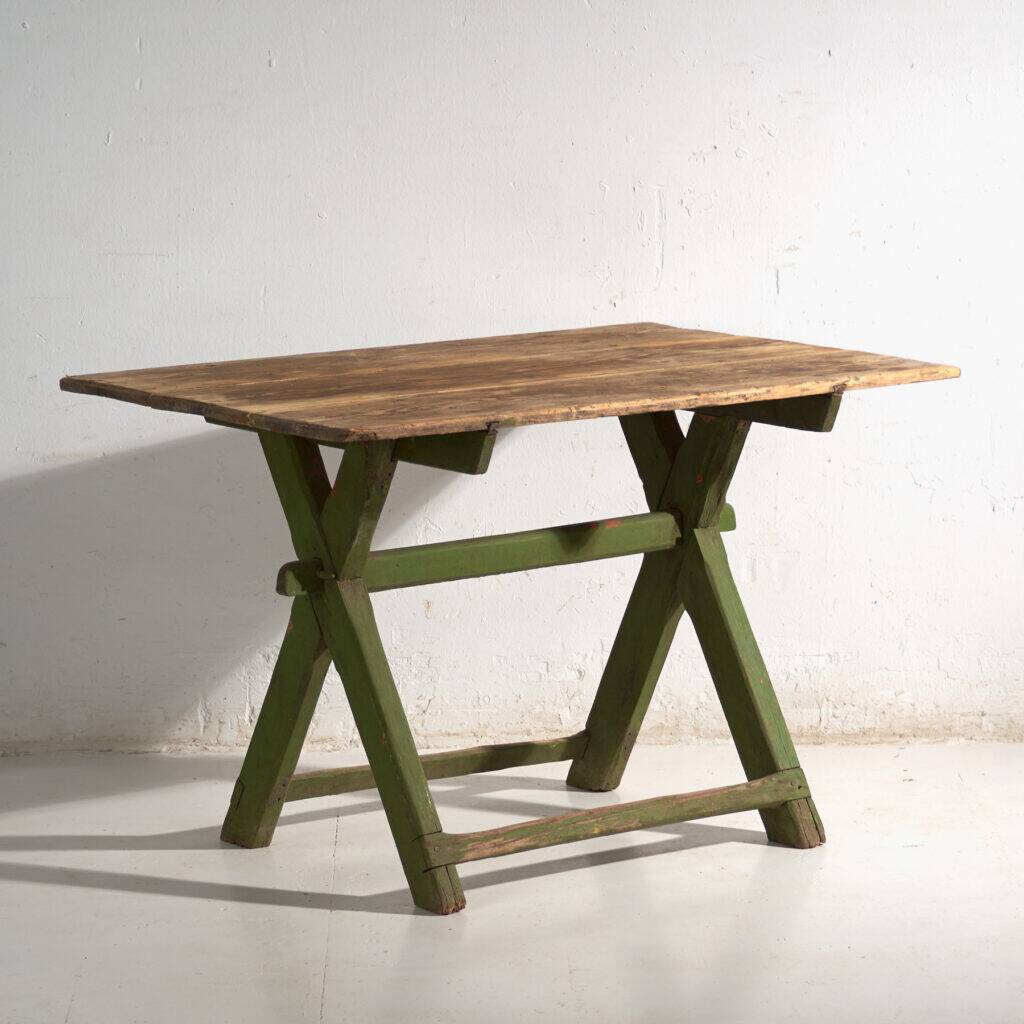 Antique trestle table made of pine wood – Central Europe, circa 1900