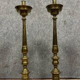Pair of Italian bronze and brass candlesticks from the late 18th century