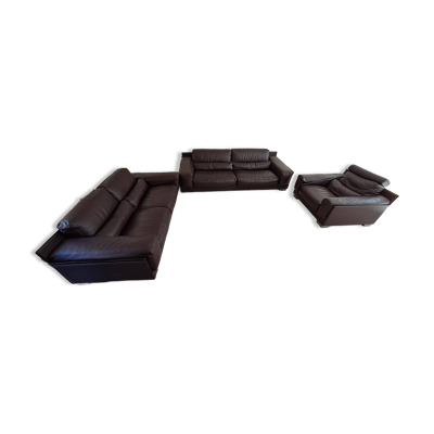 Salon Roche Bobois Habana, 2 canapés et 1 fauteuil Florida chocolat