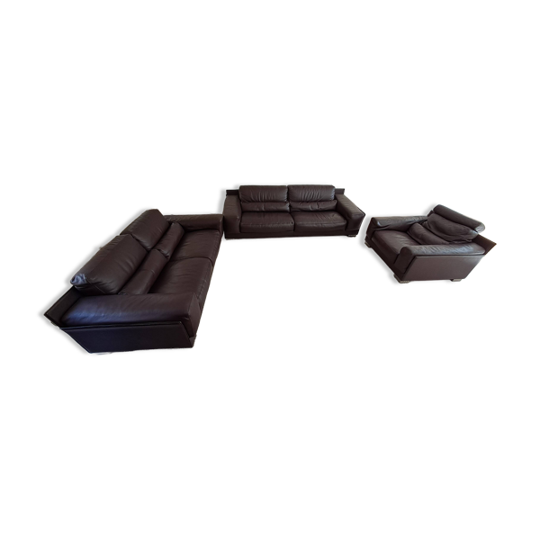 Salon Roche Bobois Habana, 2 canapés et 1 fauteuil Florida chocolat