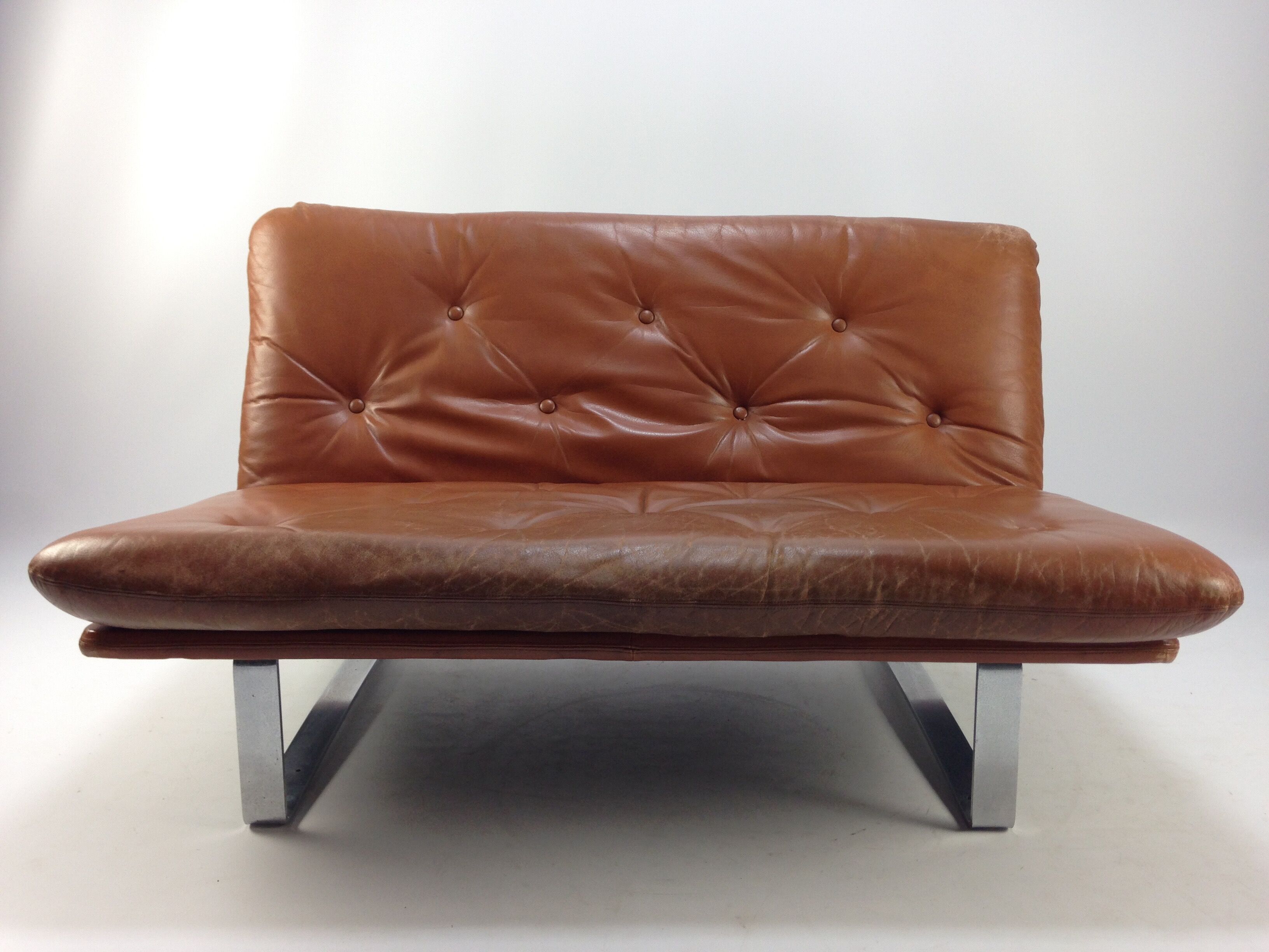 Vintage Leather Sofa by Kho Liang Ie for Artifort, 1960s
