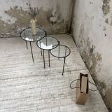 1950s metal and glass nesting coffee tables