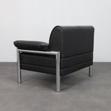 Postmodern Italian lounge chair in leather and chrome, 1980s