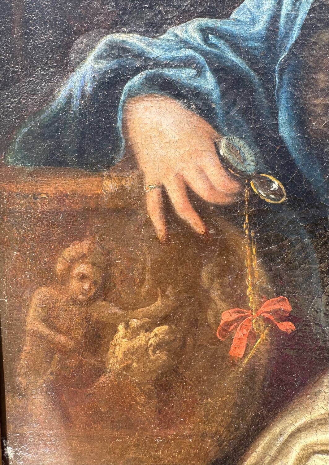 Antique painting, portrait of a gallant woman signed early 18th century