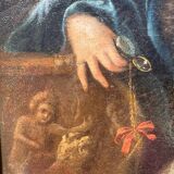 Antique painting, portrait of a gallant woman signed early 18th century