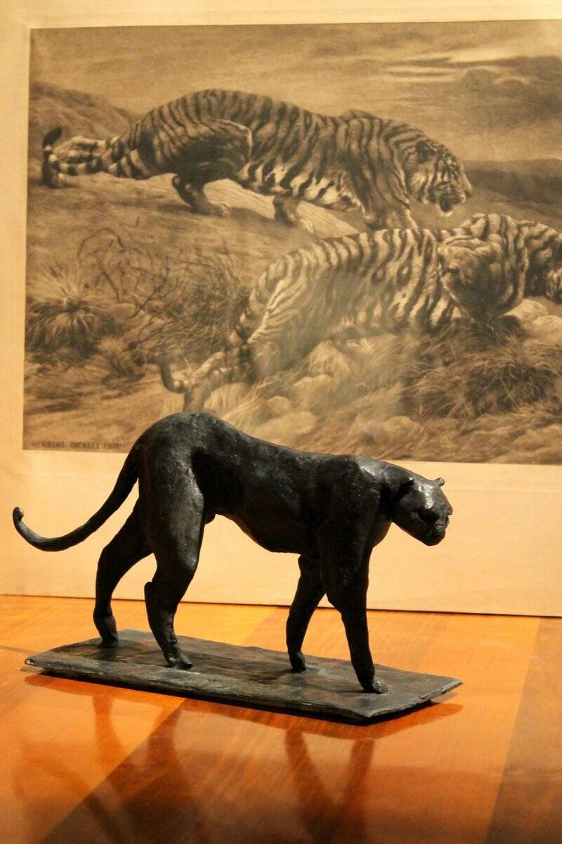 Art Deco Inspired Black Patinated Bronze Leopard Sculpture, 2020