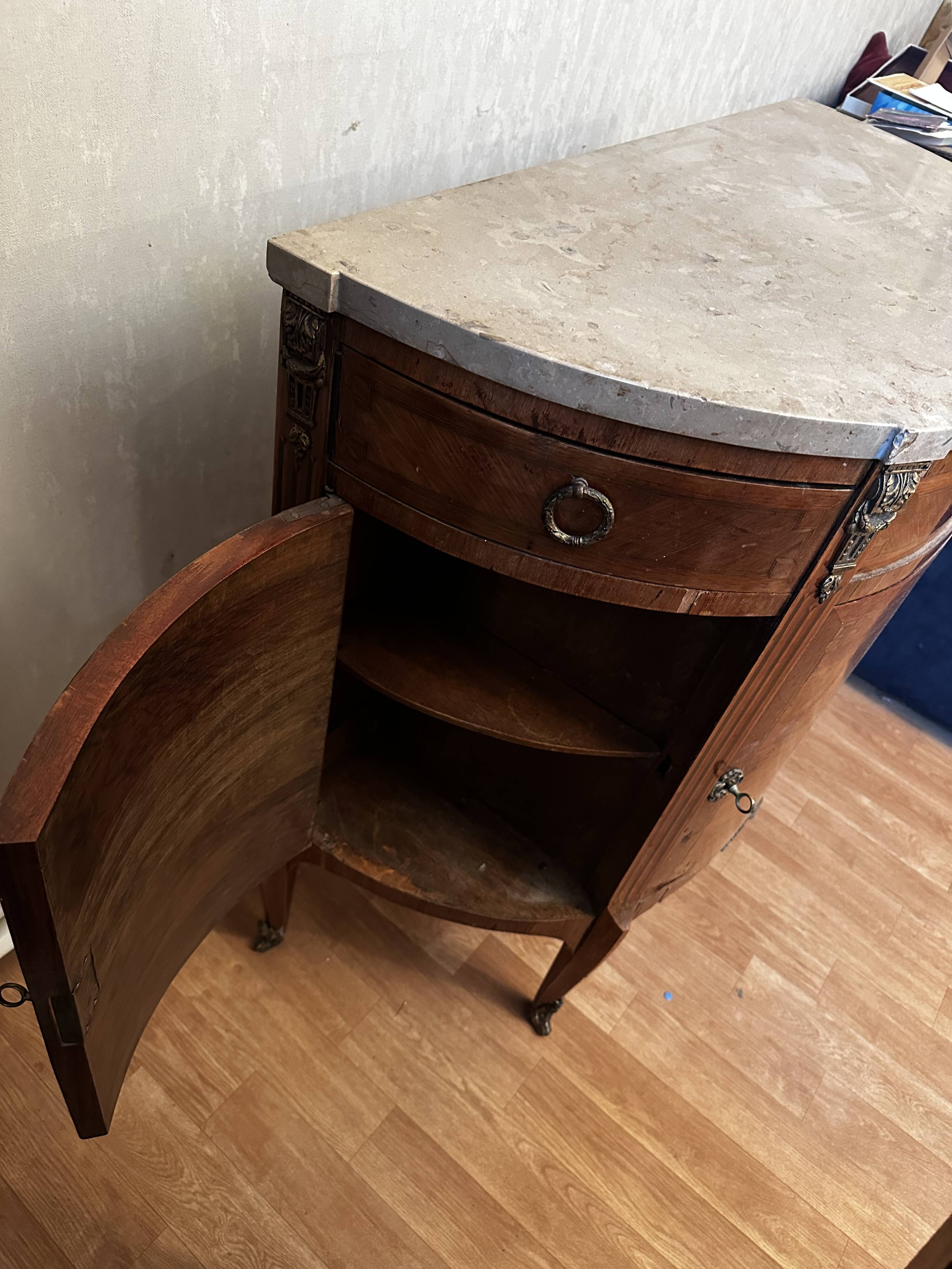 Louis XVI Style Half-Moon Chest of Drawers with Marquetry