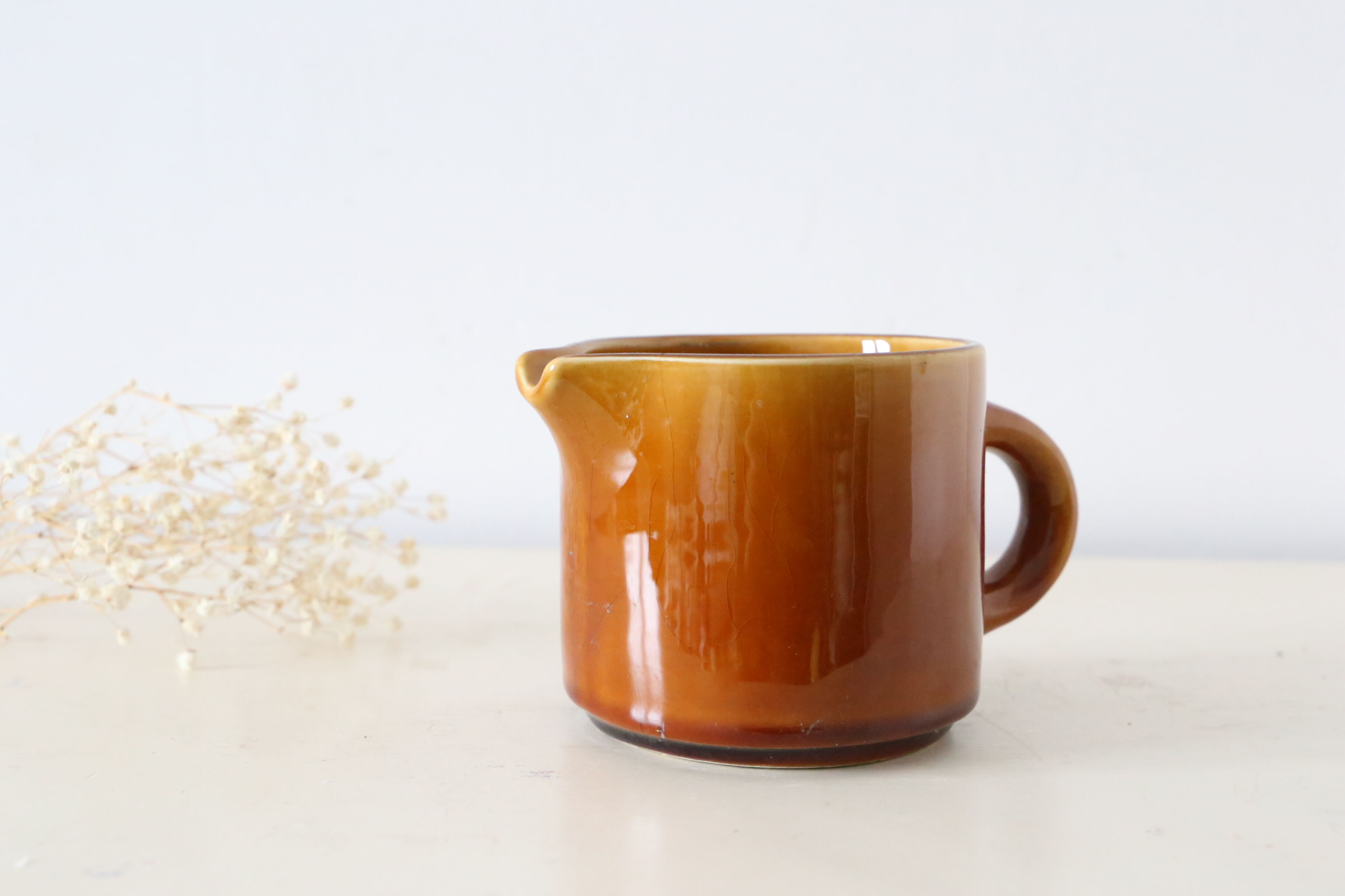 Ceramic milk pot, brown, Niderviller, made in France, vintage