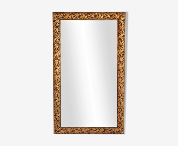 Miroir art nouveau florentin du XXe siècle, cadre sculpté doré, 145x85 cm