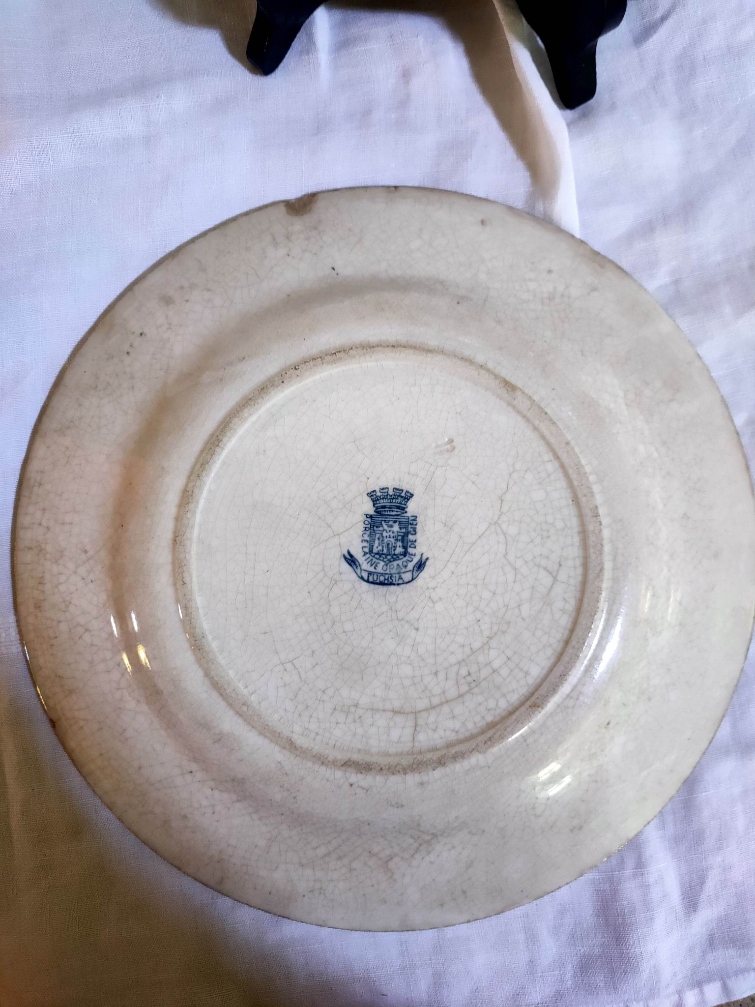 2 flat blue iron earth plates in Gien earthenware