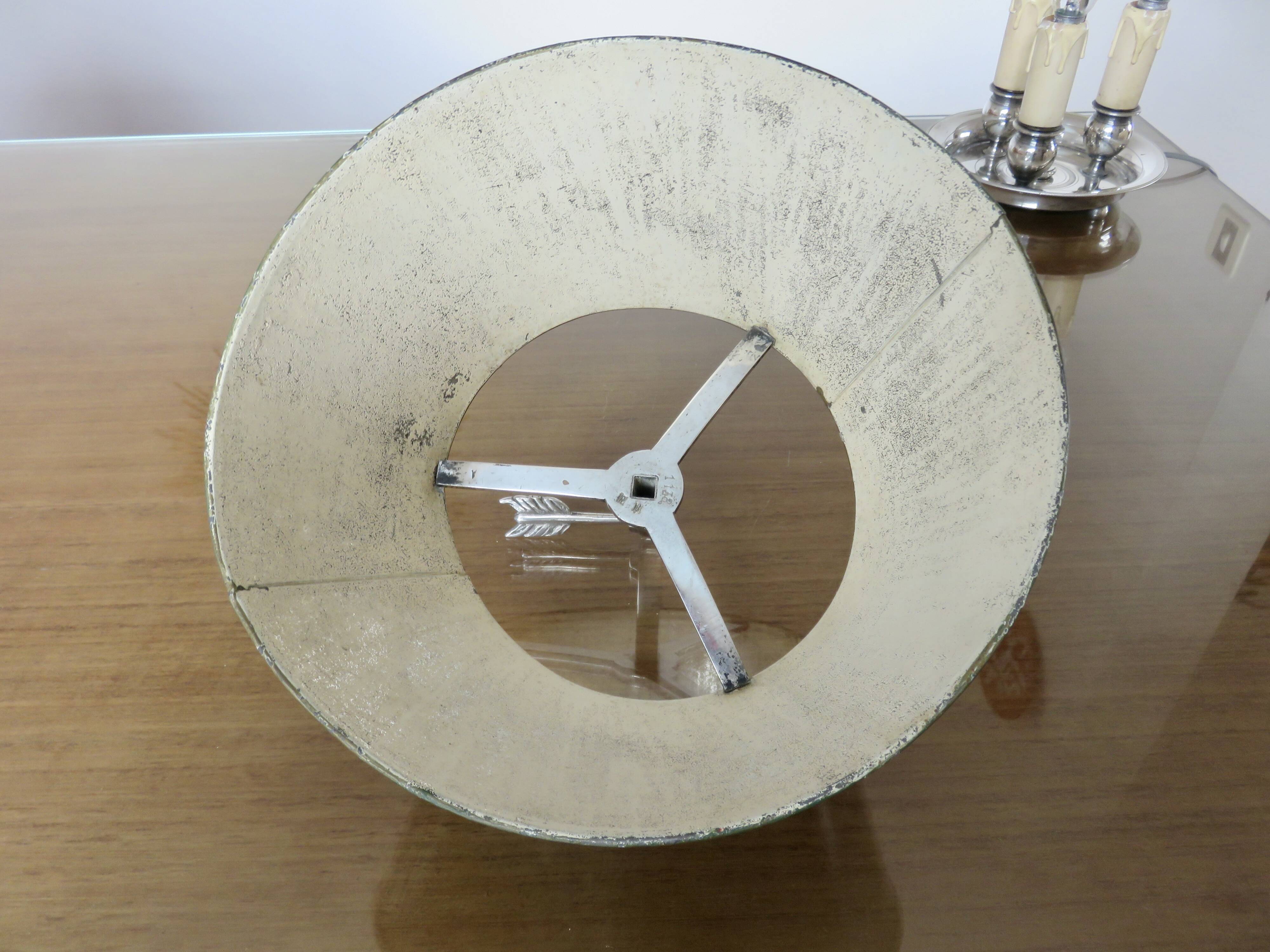 Authentic antique bouillotte lamp in chrome bronze with 3 lights, 1930s.