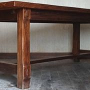 Brutalist rustic XXL farm table "Olavi" in stained elm NF furniture for 12 guests