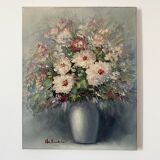 Painting flowers on canvas signed Helman