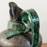 Pitcher in earthenware, metallic black