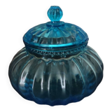 Blue blown glass candy box