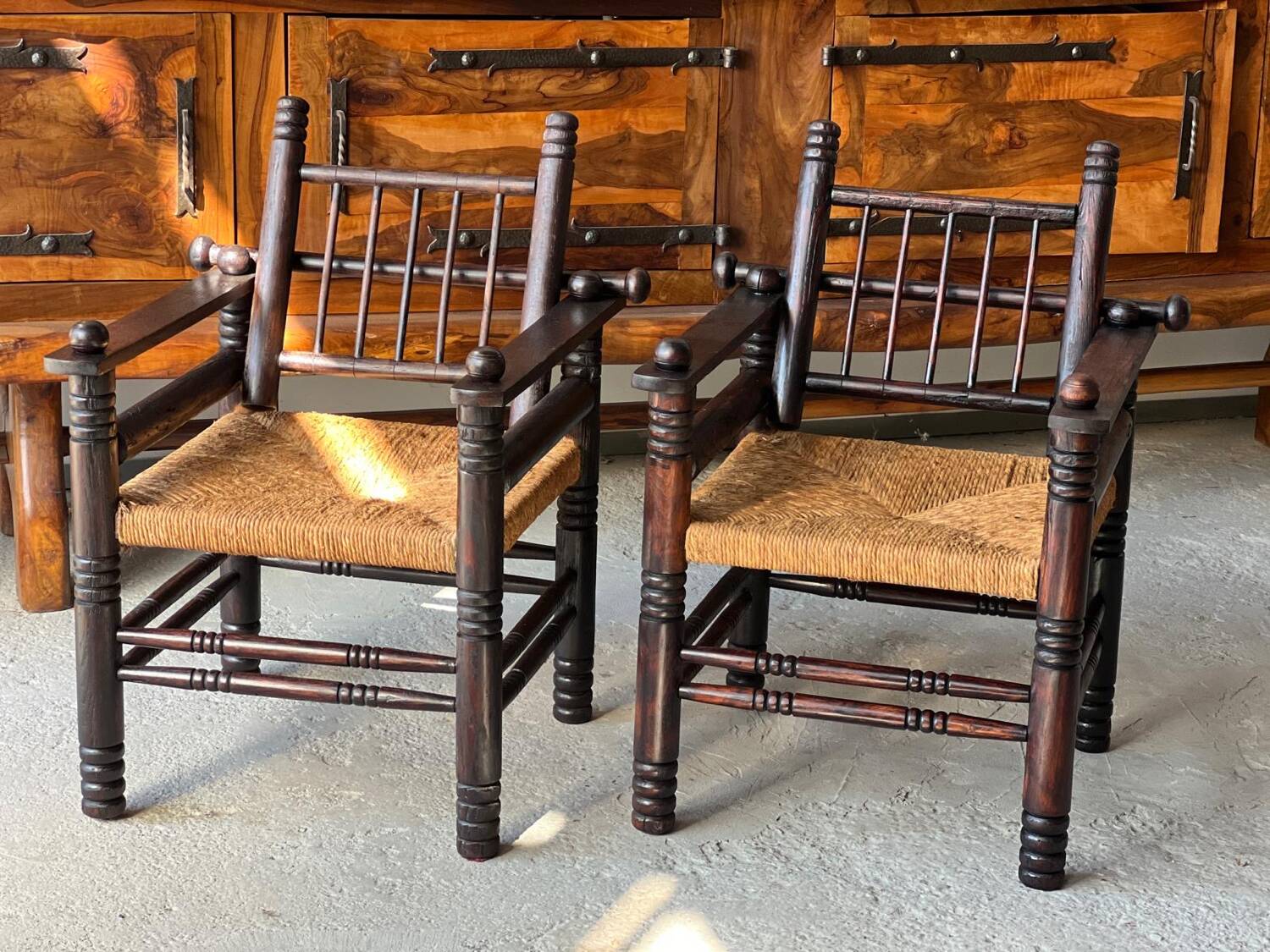 Pair of Charles Dudouyt Art Deco style armchairs 1940