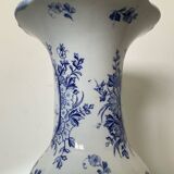 Large antique Delft blue and white porcelain vase signed