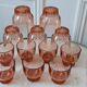 Lot de 12 verres à eau en verre rose art déco