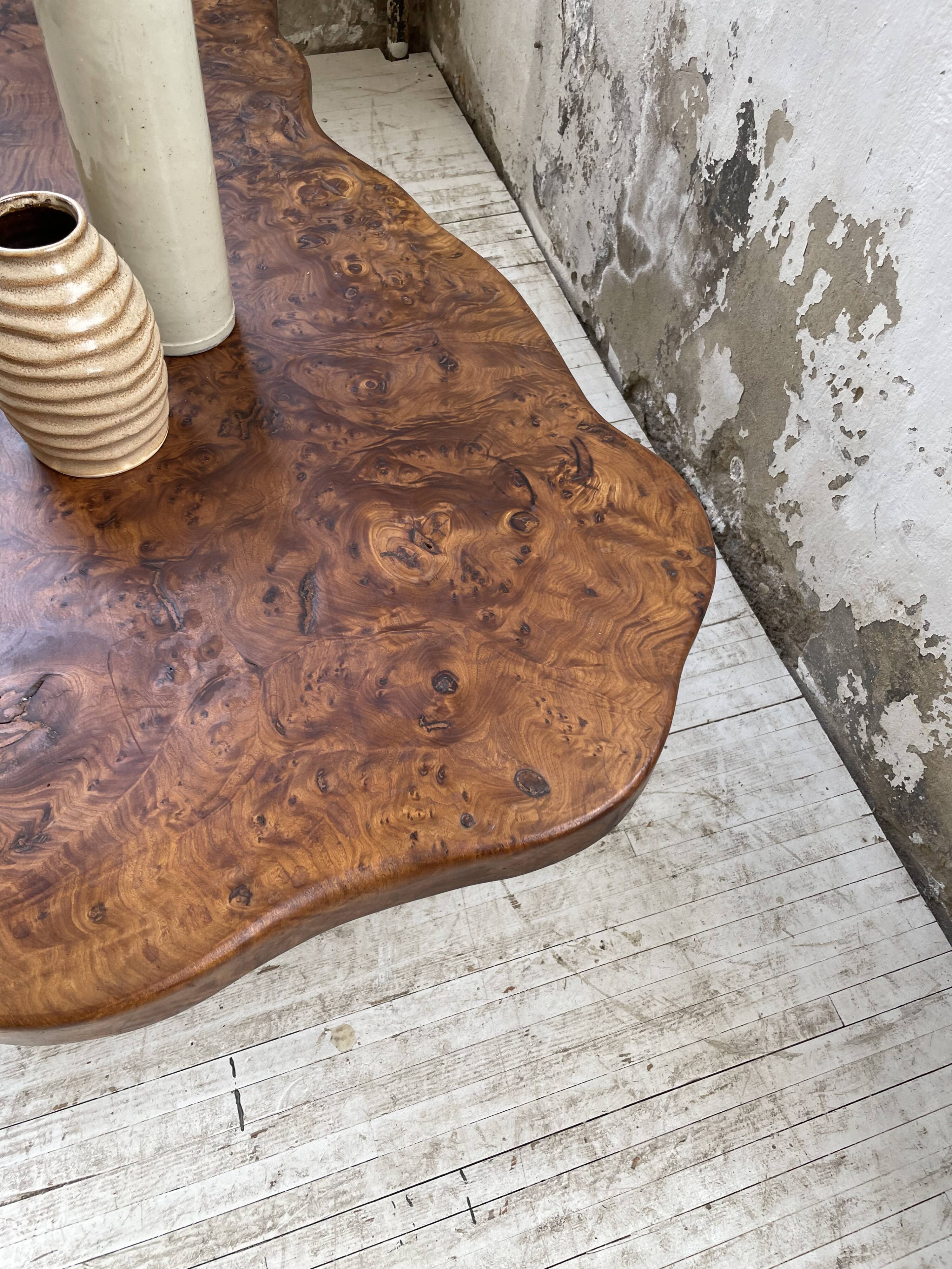 Solid free-form elm coffee table