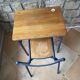 vintage wooden school desk with its chair