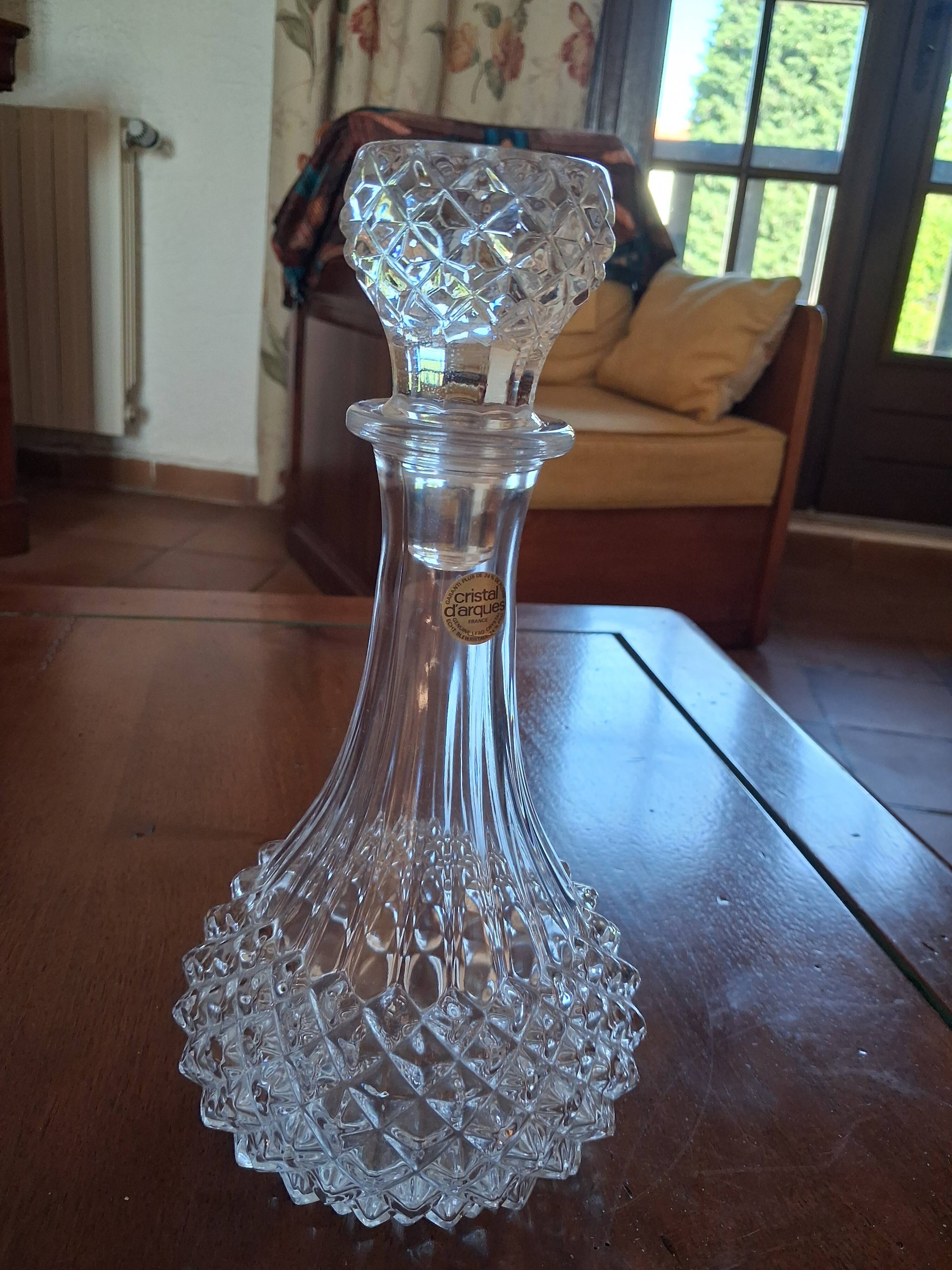 Antique Cristal d’Arques carafe with stopper – cut crystal