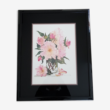 Watercolor framed bouquet of flowers