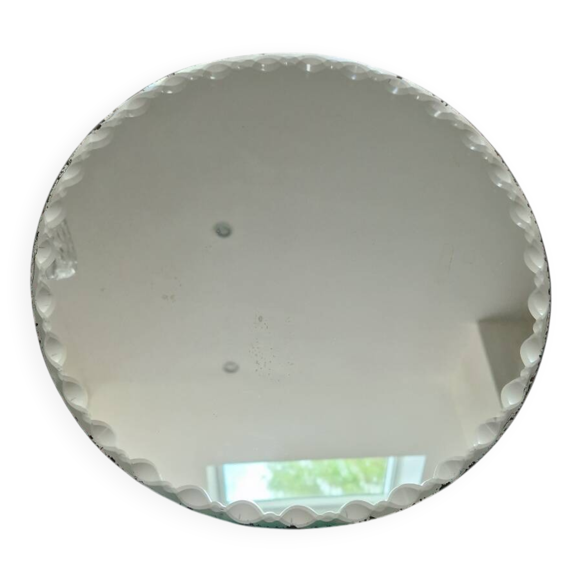 Solid wood letters vintage round beveled mirror