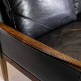 3. Pers Sofa Made In Rosewood & Black Leather Cushions By Hans Olsen From 1960s