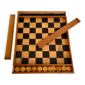 Vintage dovetail wooden checkers game
