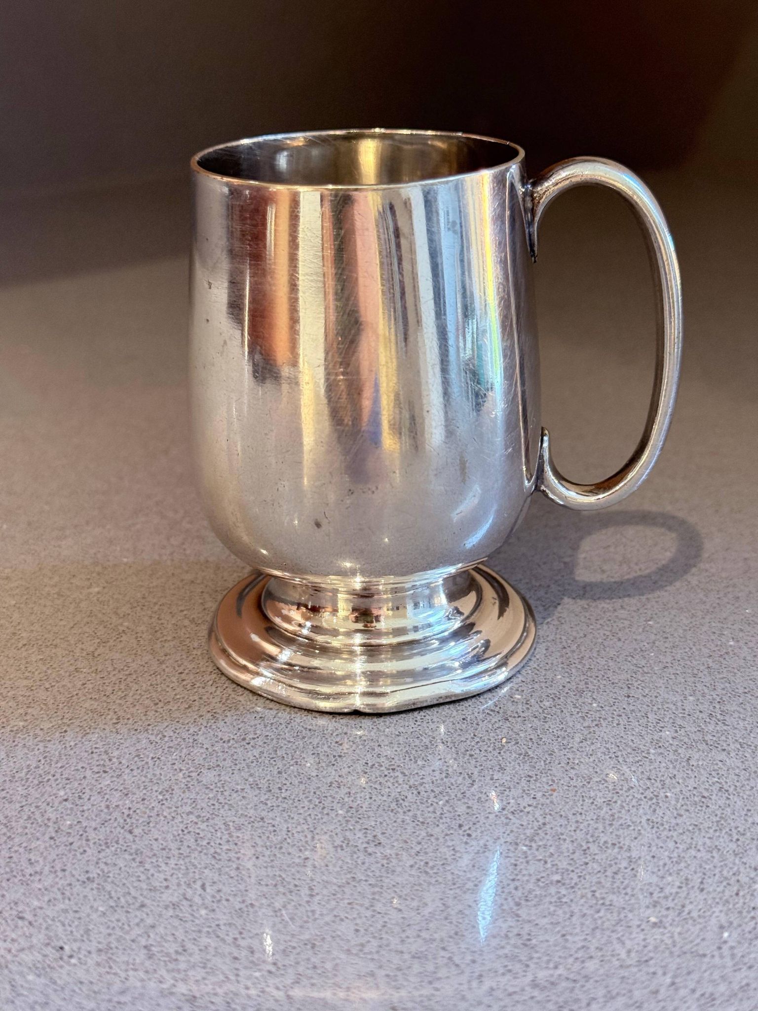 Vintage English Silver Plate Tankard Mug Elegant Footed Pewter Style Tea Cup