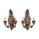 Paire d’appliques en bois doré sculpté