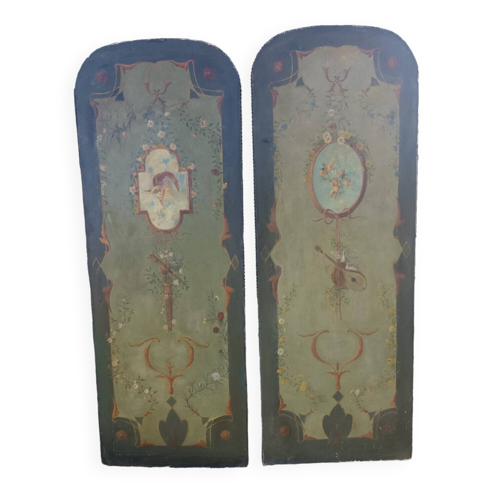 Two painted canvases