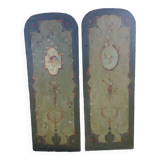 Two painted canvases