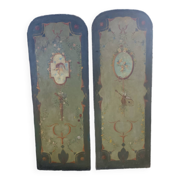 Two painted canvases