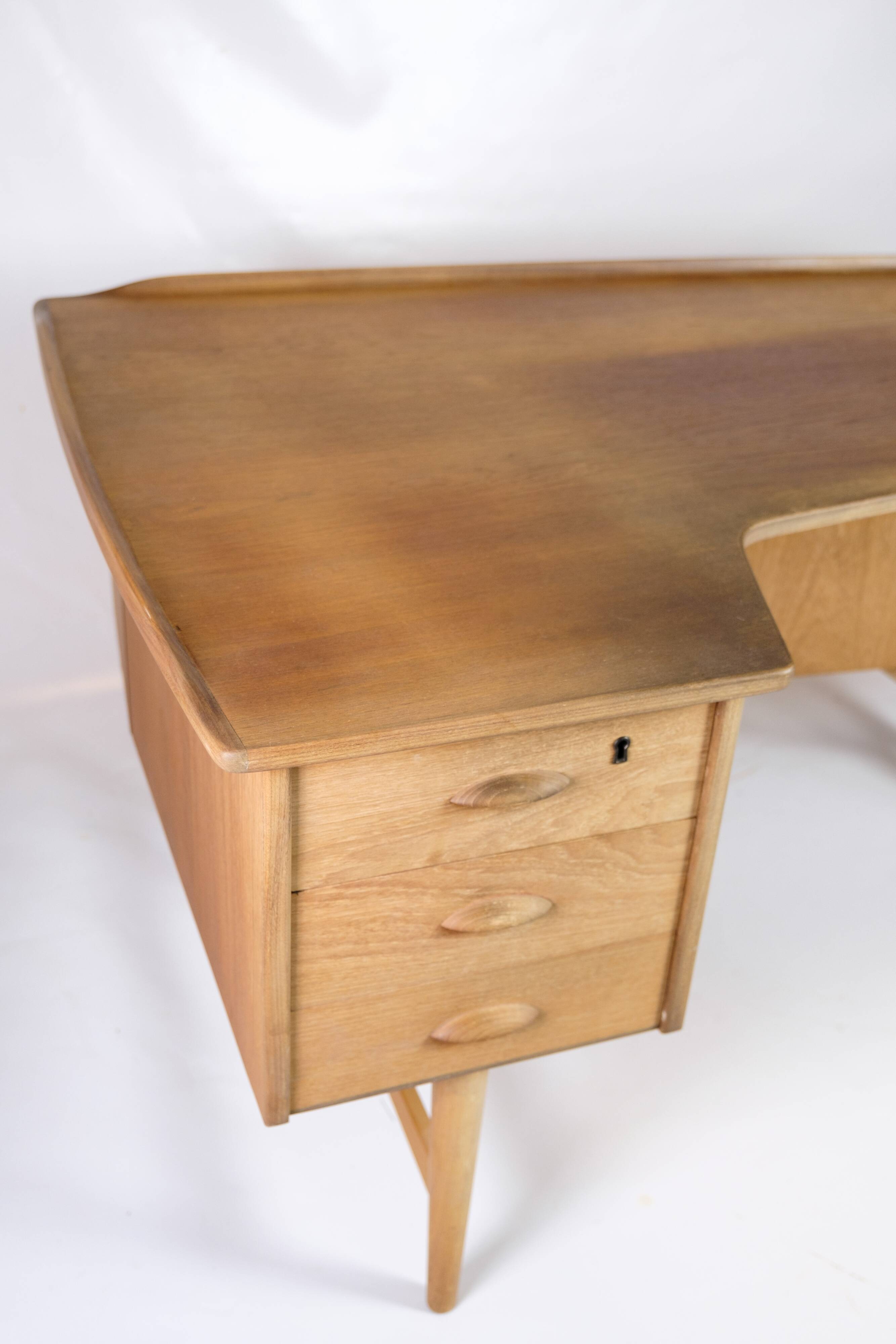 Bommerang Desk Made In Teak & Brass By Peter Løvig Nielsen For Hedensted Furniture From 1960s