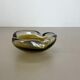 Verre de murano « ocre » 1,1kg bol coquille cendrier murano, italie, années 1970
