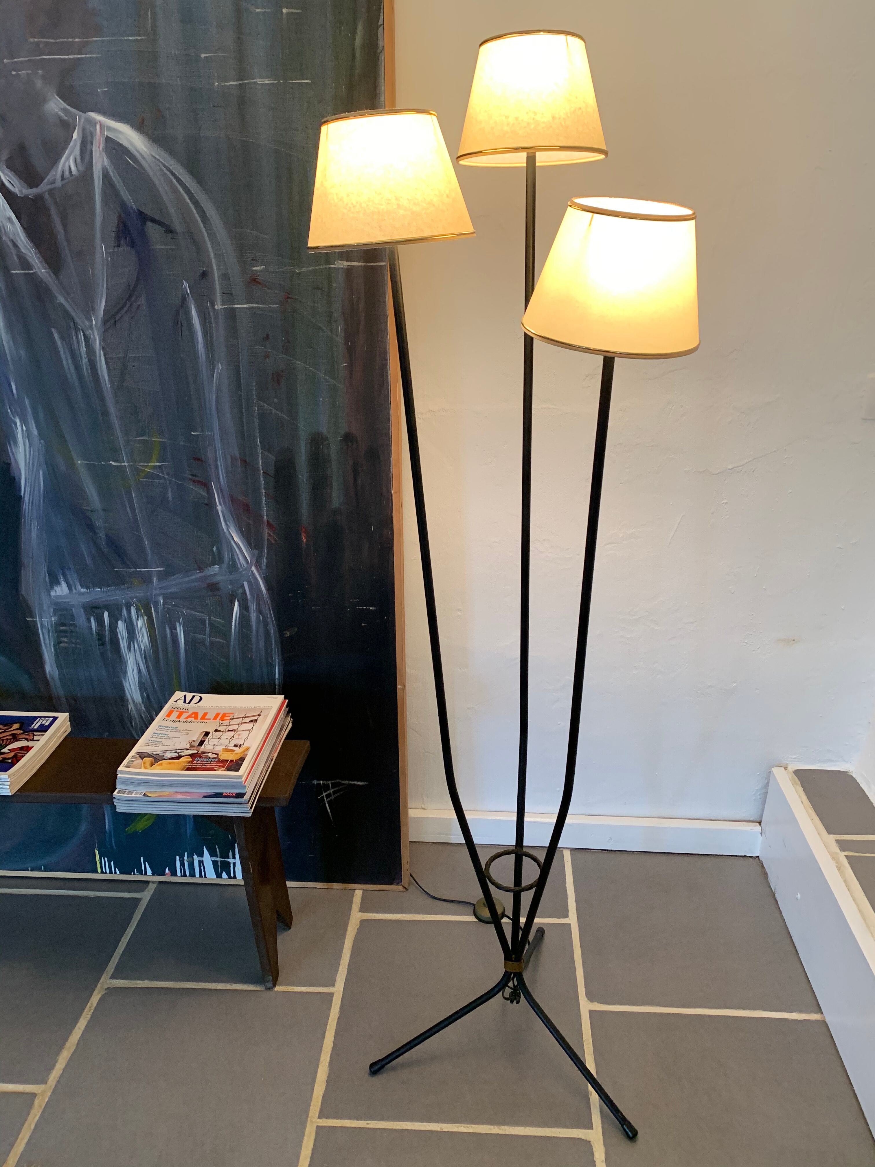 Tripod lamp 3 vintage arms 50s