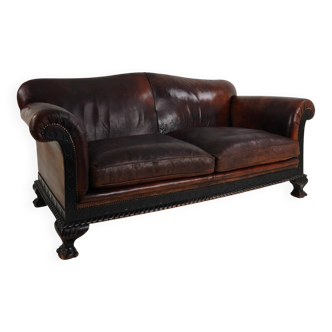 Early 20th century country house camelback club sofa