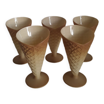 Lot de 5 coupe à glace cornet gaufrette