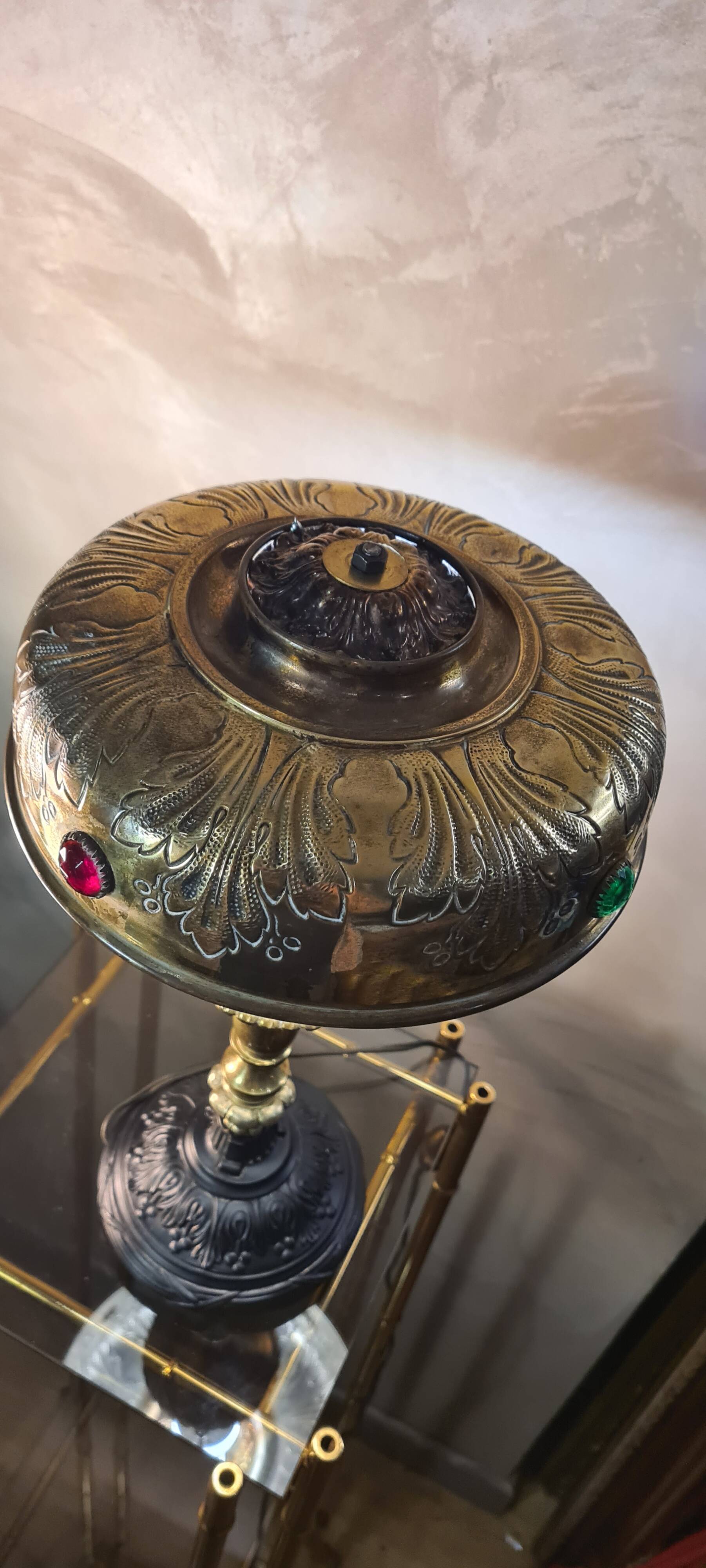 1920 Parisian lamp Leleu style brass shade 40x22 very good condition