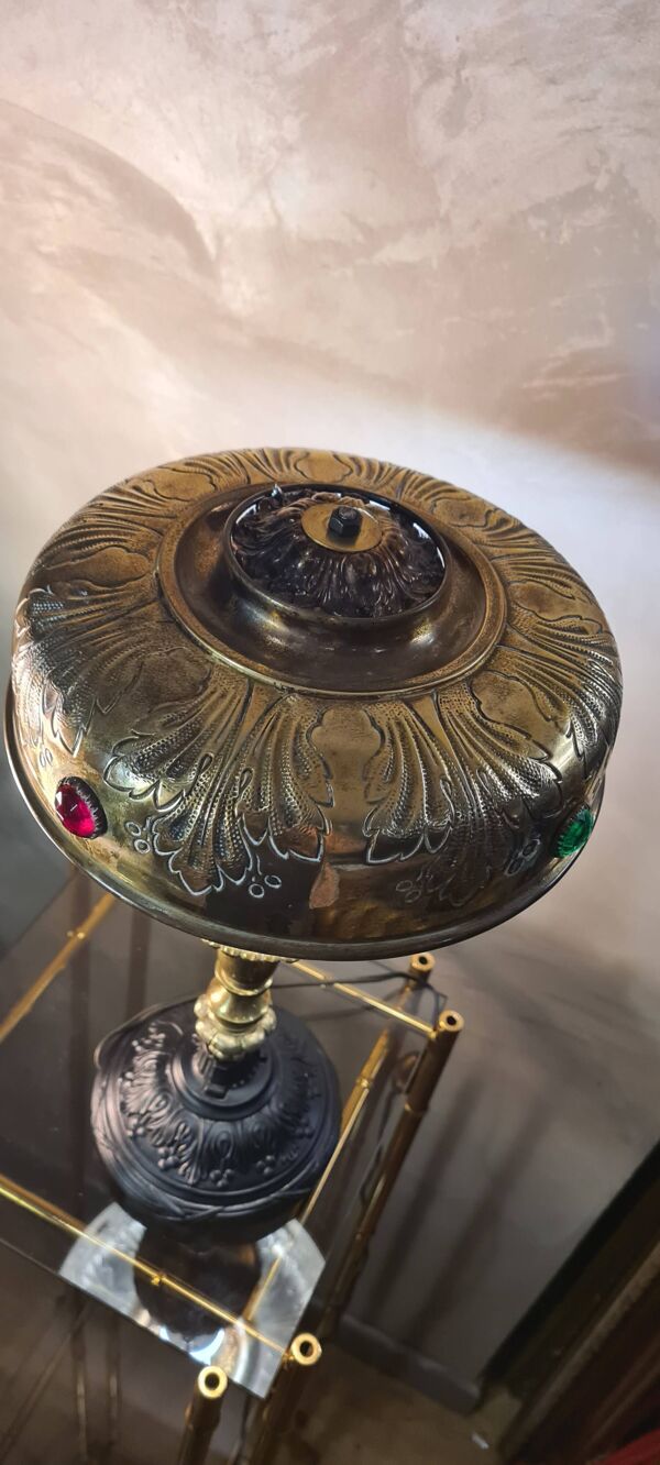 Lampe 1920 parisienne style leleu abat jour laiton 40x22 tres bon etat