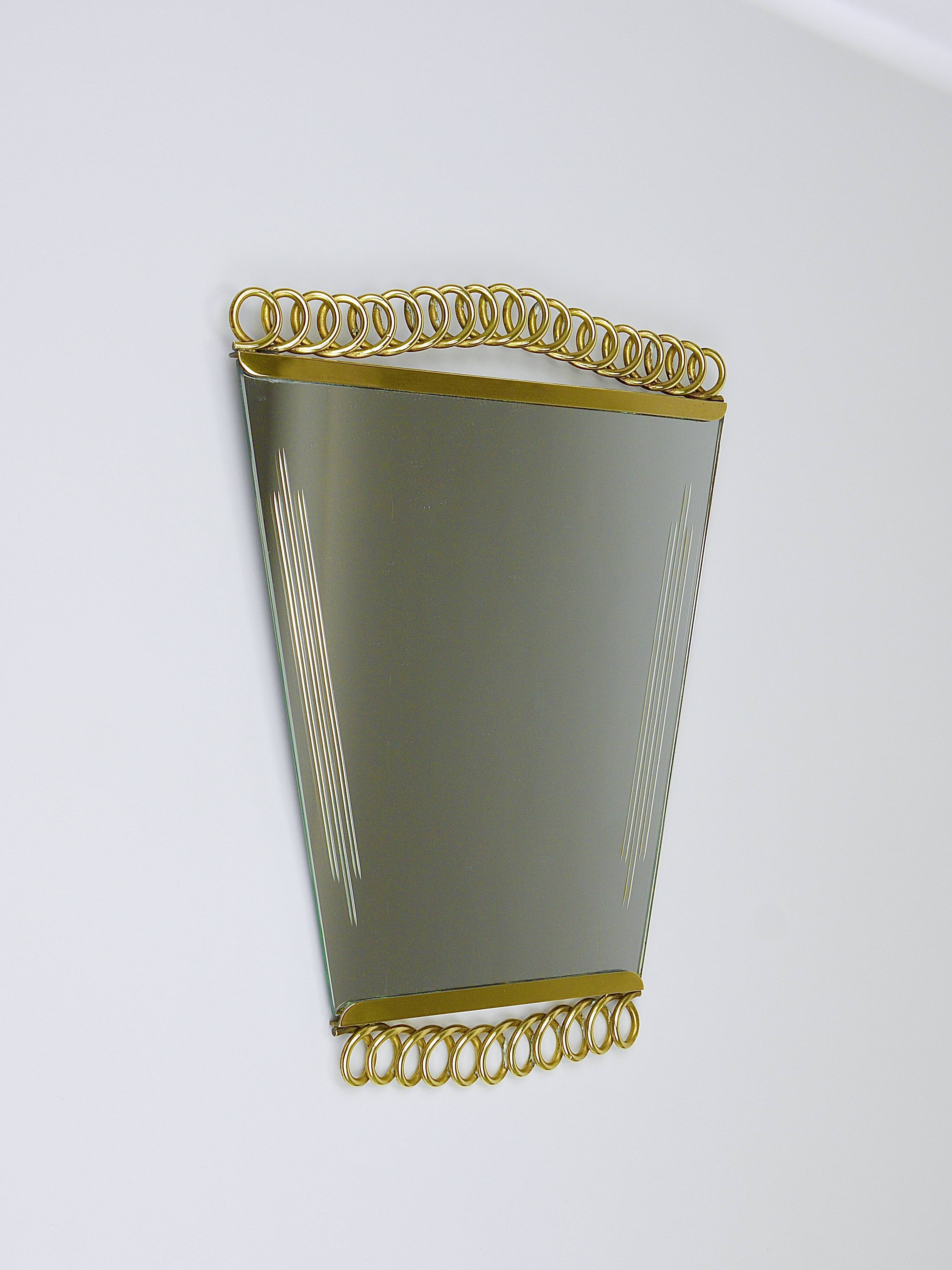 Josef Frank Attr. Mid-Century Brass Loop Wall Mirror, Austria, 1950s