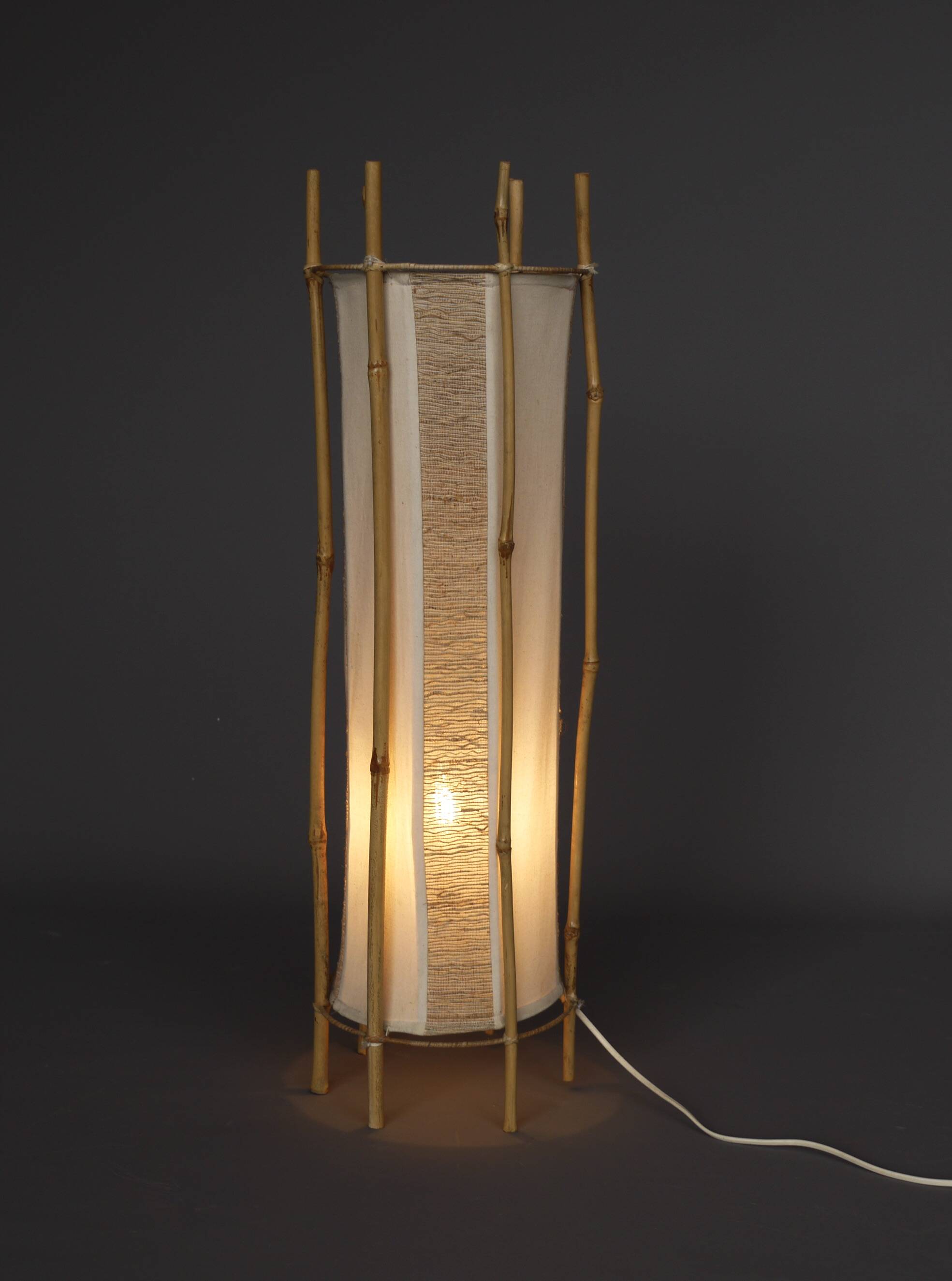 Lampadaire en bambou de Louis Sognot, années 1950