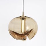 1 of 7 large smoked glass pendant by Peill & Putzler, Germany, 1970s