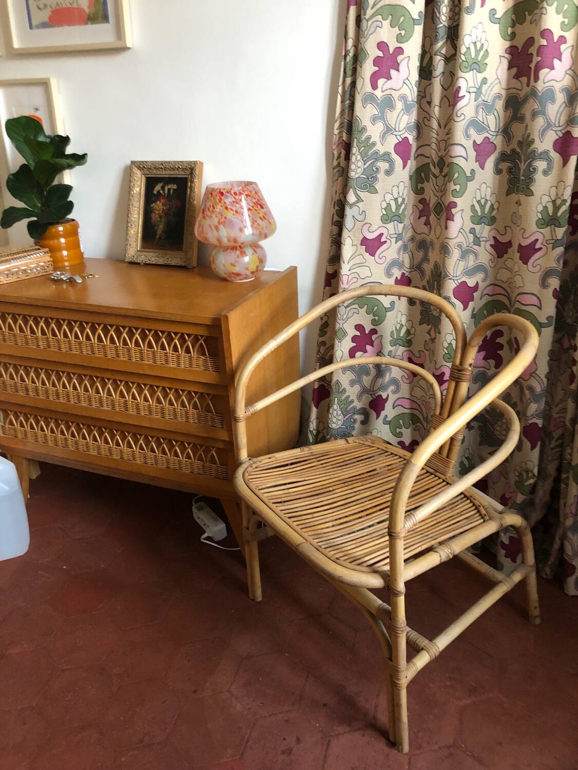 Fauteuil Chaise en rotin / osier vintage