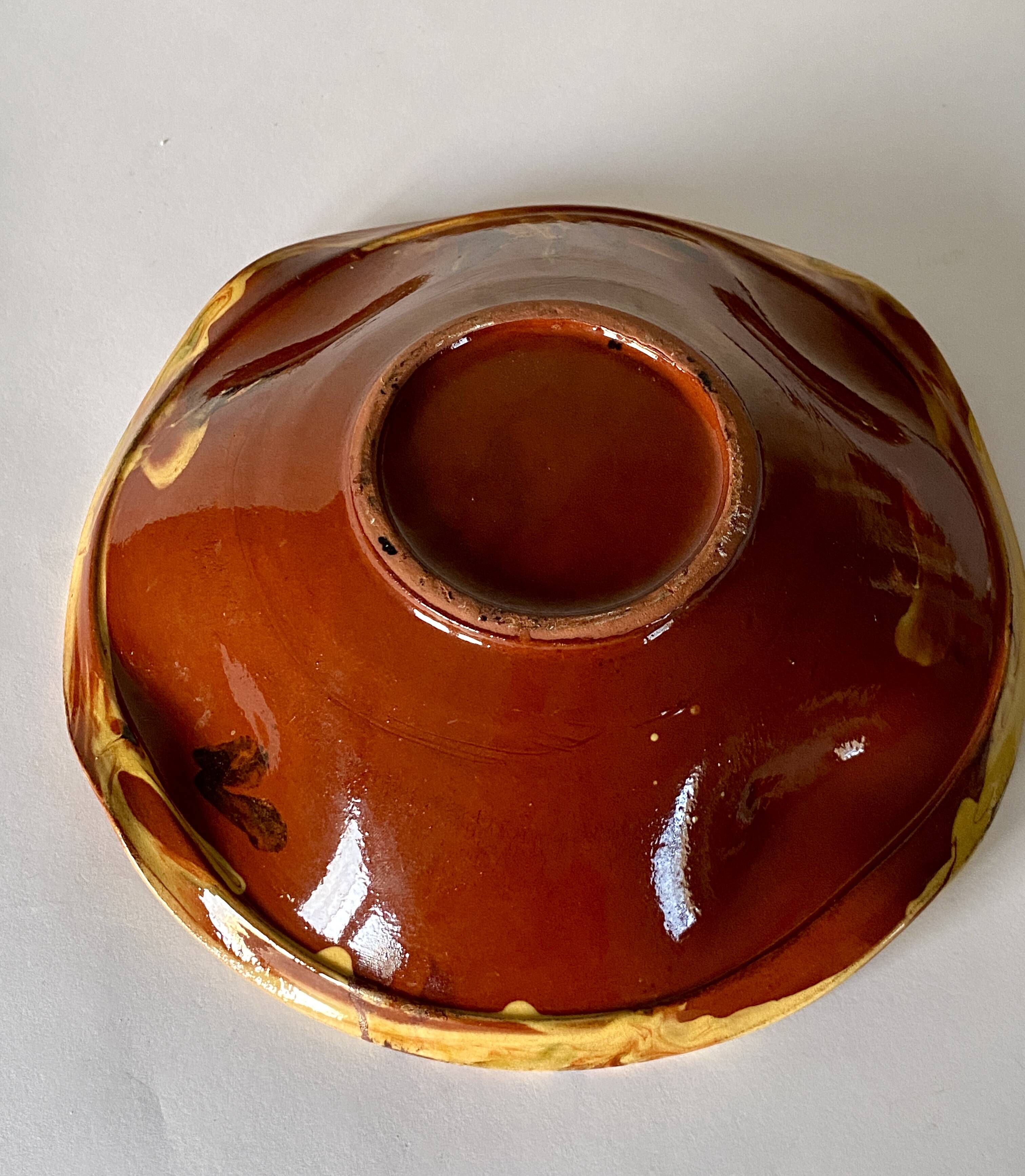 Dish on foot, glazed Provençal ceramic